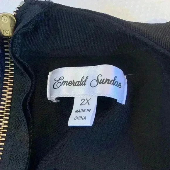 Emerald Sundae Junior Women’s 2X Sleeveless Sexy Black Evening Dress - Picture 5 of 8